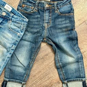🔥2 PAIRS OF 3T UNISEX HUDSON JEANS ADJUSTABLE W/ WAIST SIZE!👖